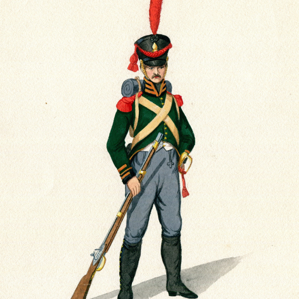 Nassau. Infanterist aus dem 1. Infanterie-Regiment. 1809.