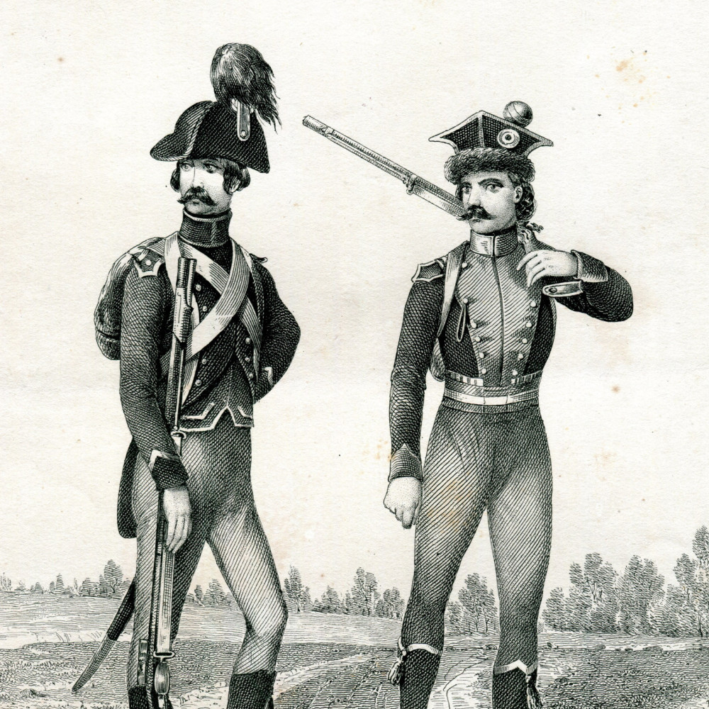 Frankreich. Von links: Die schwarze Legion (1795). Die polnische Legion (1796).