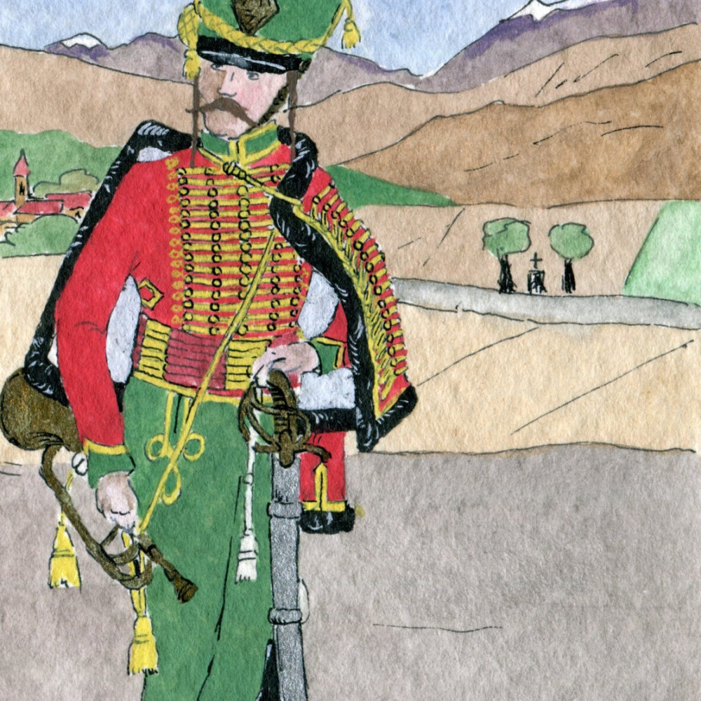 Linien-Kavallerie. Trompeter aus dem 7. Husaren-Regiment.