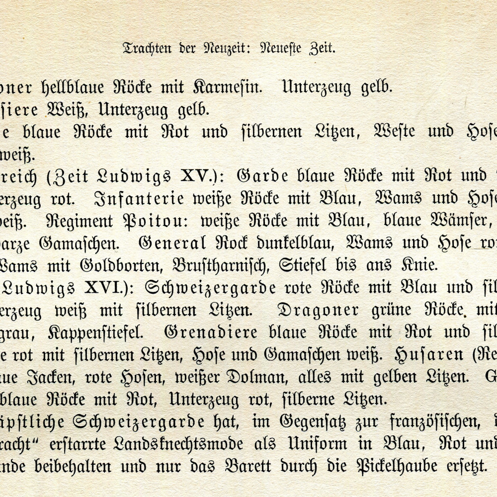 Auszug aus: Wolfgang Quincke, Handbuch der Kostümkunde, Leipzig 1908.