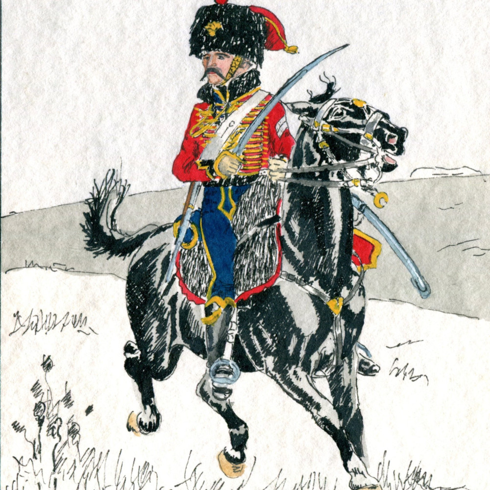 Linien-Kavallerie. Husar der Elite-Kompanie aus dem 4. Husaren-Regiment. 1810.