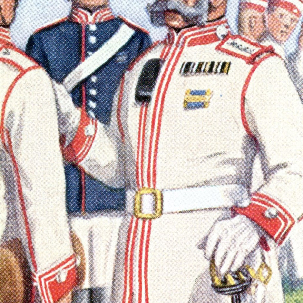 Farbige Zeichnung eines Wachtmeisters aus dem Kürassier-Regiment von Driesen (Westfälisches) Nr. 4.