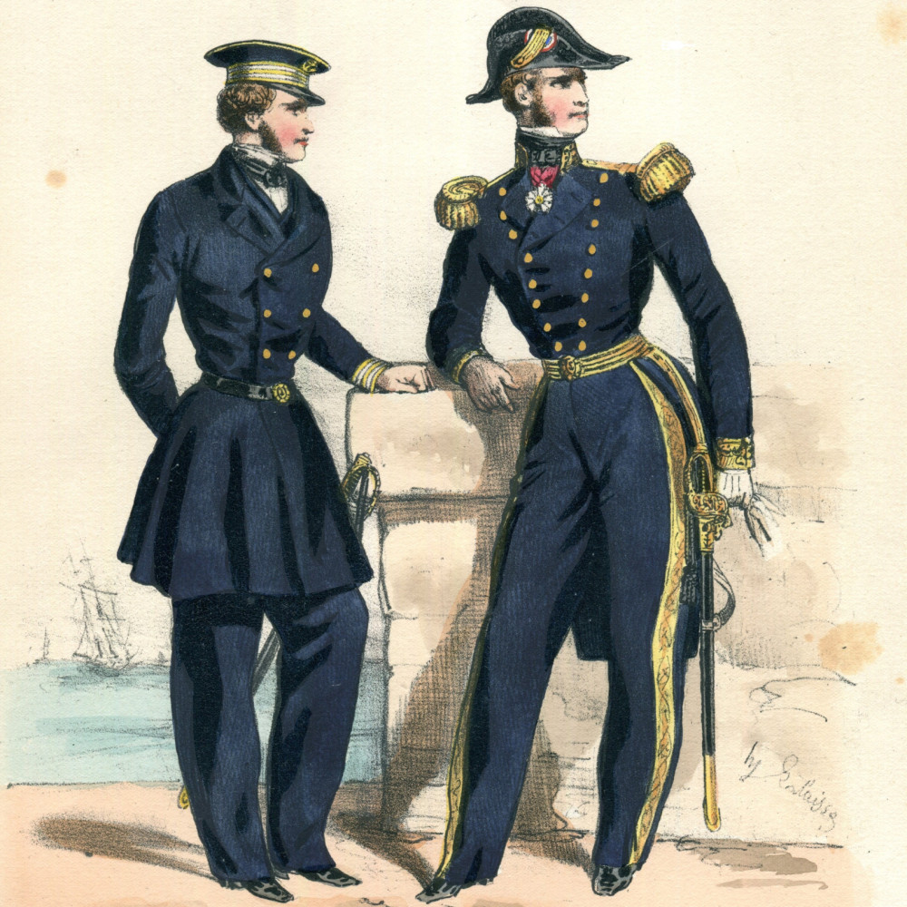 Links: Capitaine de Frégatte. Petite Tenue. Rechts: Capitaine de Vaisseau.Grande Tenue.