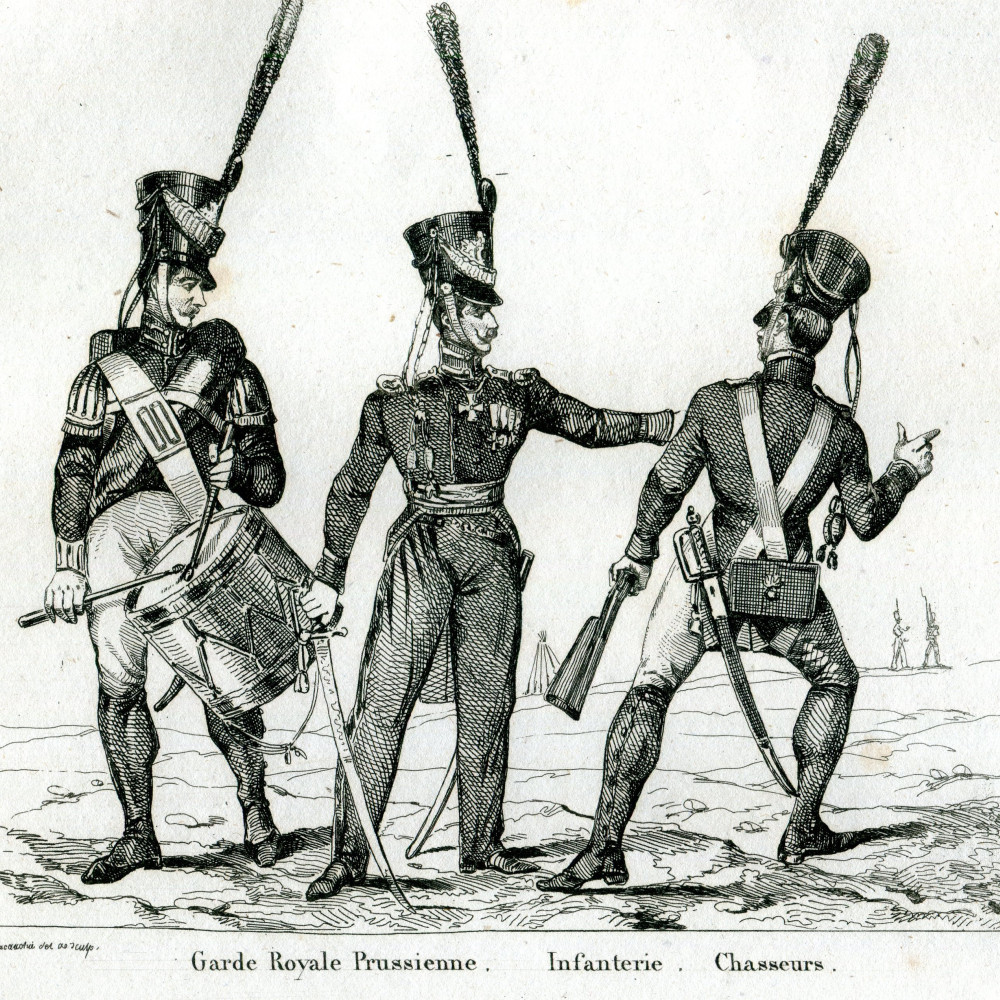 Preußische Truppen - Garde-Infanterie, Infanterie und Jäger.