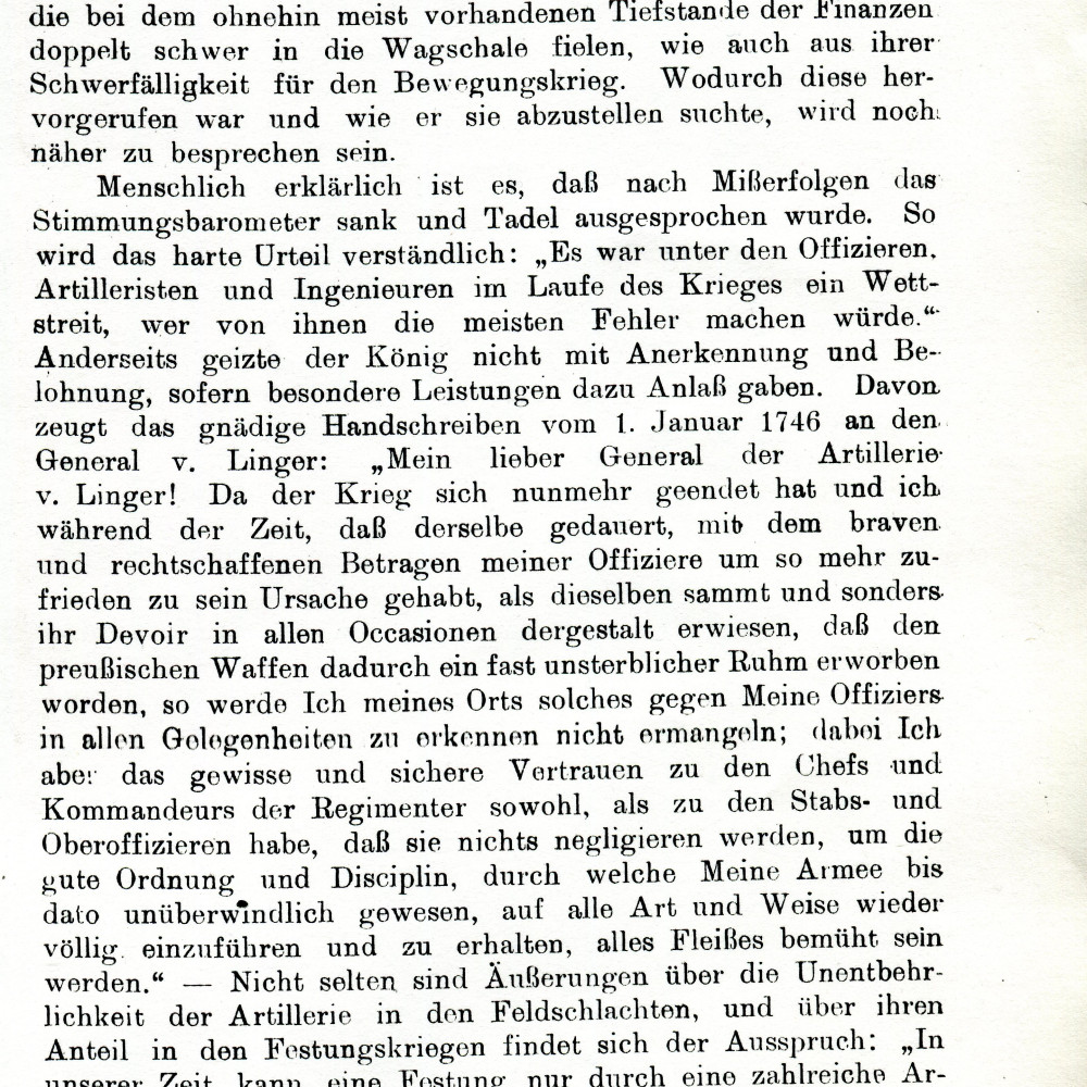 Friedrich der Große, in: Artilleristische Monatshefte, 1912, S. 3. Bild im Anriss: Offizier der Artillerie zu Pferde (Gauker).